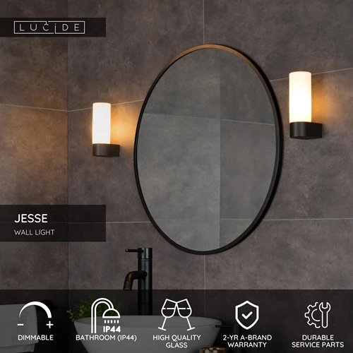 Lucide JESSE - Wall light Bathroom - 1xG9 - IP44 - Black - USP